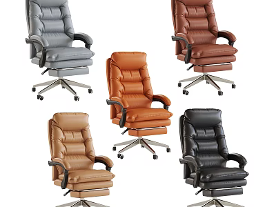 Comfortable Leather Office Chairs With Various Colors Armrests And Wheels 3d model