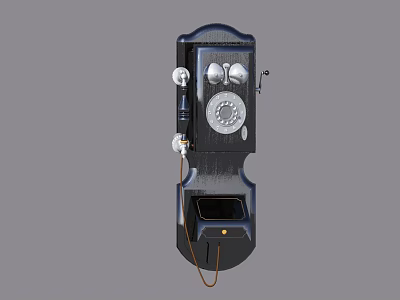 Vintage Black Wall Mounted Telephone With Rotary Dial And Classic Design 3d model