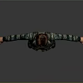 Camouflage Uniform Character Standing With Tactical Vest And Gray Background
