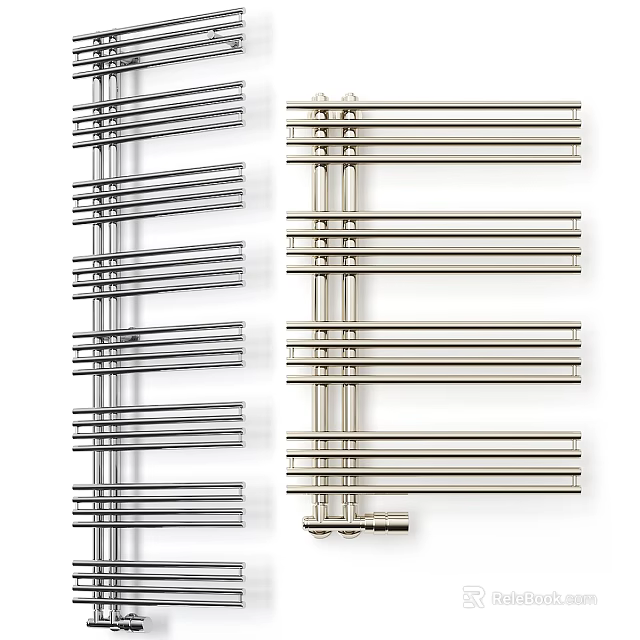 Stainless Steel Bathroom Cabinet Rack With Multiple Horizontal Bars For Towel Hanging 3d model 