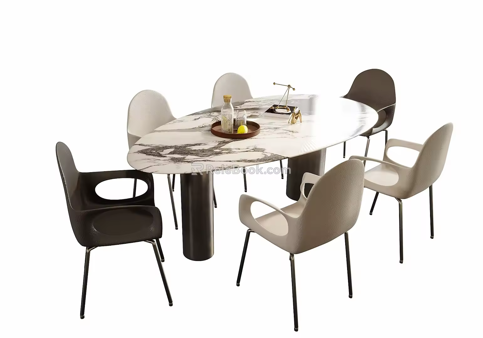 Modern Dining Table and Chair Dining Chair Single Chair Oval Dining Table 3d model