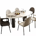 Modern Dining Table and Chair Dining Chair Single Chair Oval Dining Table 3d model