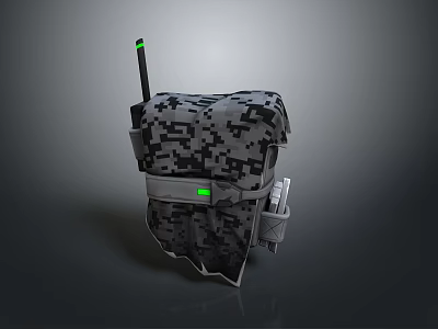 Tactical Weapon Equipment Backpack with Camouflage Pattern Green Indicator Light and Antenna 3d model