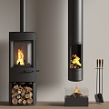 Stami Modern Fireplace Stove Firewood 3d model