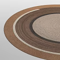 Brown and Beige Circular Woven Rug with Layered Ring Patterns for Home Decor