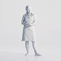 A Casual Woman Wearing Gray Apron Holding Notebook And Pen Standing Calmly