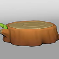 Arbor Stump Ornament With Orange Base Yellow Circular Top And Green Leaf