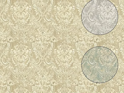 Wallpaper Design Elements Featuring Beige Floral Pattern With Light Gray And Blue Accents 3d model