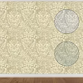 Wallpaper Design Elements Featuring Beige Floral Pattern With Light Gray And Blue Accents 3d model