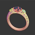 Exquisite Gold Ring With Blue Gemstone And Intricate Carved Patterns For Elegant Jewelry Collection
