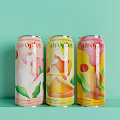 Drope Canned Drinks With Peach And Mango Flavors In Vibrant Packaging On Light Green Background