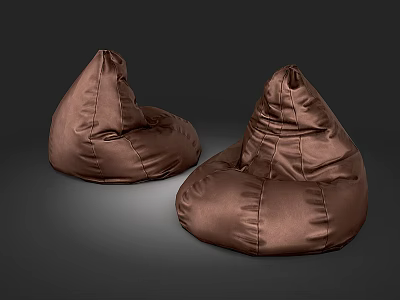 Brown Bean Bag Single Sofa Plush Comfortable Design Against Dark Gray Background 3d model