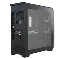 Black Computer Case With Open Side Panel Showing Green Fans And Graphics Card 3d model