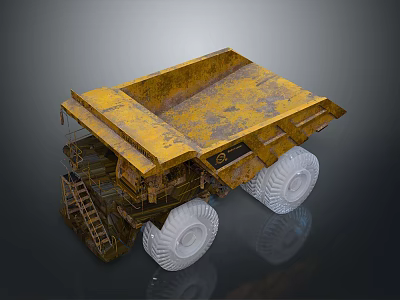 Yellow Heavy Duty Dump Truck with Large Tires and Rugged Bed Design 3d model