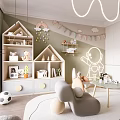 Cozy Kids Room With Astronaut Mural Tent Shaped Bookshelves Plush Toys And Play Mat