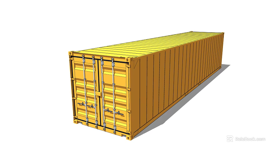 Industrial Equipment Yellow Cargo Shipping Container with Secure Doors and Locking Mechanism 3d model 
