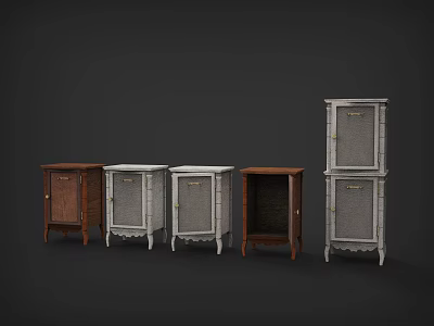 Different Style Display Cabinets In Brown And White Finishes With Glass Doors 3d model