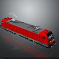 Red Electric Train with Pantograph on Top Modern Sleek Streamlined Body 3d model