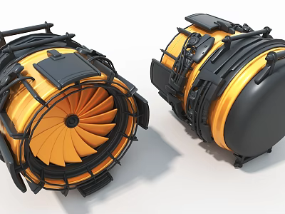 Heavy Duty Industrial Equipment With Yellow Black Blade Structure And Mechanical Components 3d model