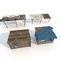 Industrial Factory With Dilapidated Tables And Small House Models Structures 3d model