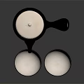 Black Ceramic Teapot With Two White Bowls For Daily Tea Use 3d model