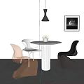 Modern Minimalist Round Table and Chairs Set With Golden Acrylic White Dark Gray Chairs