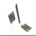 Natural Textured Wooden Components With Broken Edges On White Background 3D Render