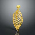 Elegant Golden Feather Shaped Fashion Accessory With Intricate Patterns And Modern Design