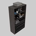 Modern Wardrobe With Shelves Drawers And Stored Books Headphones Camera Decorative Balls