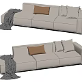 Modern three-seat sofa multiplayer sofa 3d model
