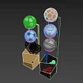 Sports Gear Storage Shelf with Yellow Black Frame Holding Soccer Ball Basketball Badminton Rackets
