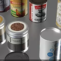 Assorted Household Cans With Diverse Designs And Colorful Product Labels