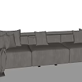 Light Gray Three Seater Sofa With Soft Fabric Cushions And Throw Blanket 3d model