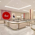 Elegant Jewelry Store Interior With Bright Lighting Display Counters Tile Flooring And Wall Posters 3d model
