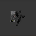 Futuristic Black Robot Holding Tray With Pink Bottle And Transparent Cup