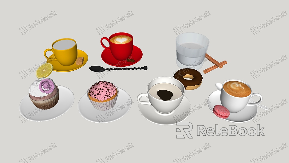 Modern coffee drink tableware model