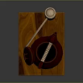 Red Teapot With Woven Handle On Wooden Tray And Open Lid With Tea Scoop