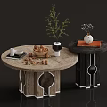 Contemporary Round Tables Featuring Nuts Coffee Cup Book Vase And Flowers