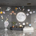 Modern lamp combination net red creative planet light 3d model