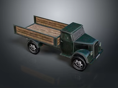 Vintage Green Truck With Wooden Bed And Classic Retro Design 3d model