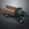 Vintage Green Truck With Wooden Bed And Classic Retro Design