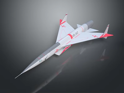 Sleek White And Red Jet Aircraft With Streamlined Body And Jet Engine Design 3d model