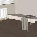 Minimalist Modern Beige Upholstered Bed Bench With Wooden Legs And Throw Blanket