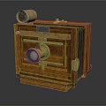 Vintage Wooden Photography Camera With Brass Lens And Top Viewfinder Components