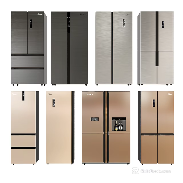 Modern Refrigerators With Various Styles And Multiple Color Options For Home Use 3d model 