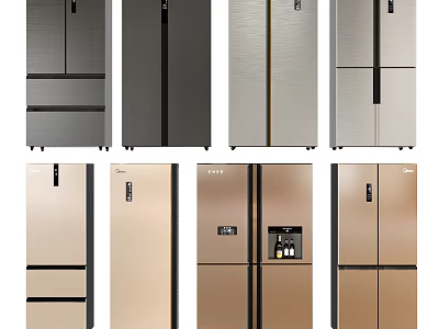 Modern Refrigerators With Various Styles And Multiple Color Options For Home Use 3d model