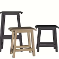 Modern Minimalist Stools Set with Black and Wooden Design for Home Decor