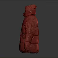 Stylish Red Hooded Down Jacket With Warm Puffer Design And Practical Pockets 3d model