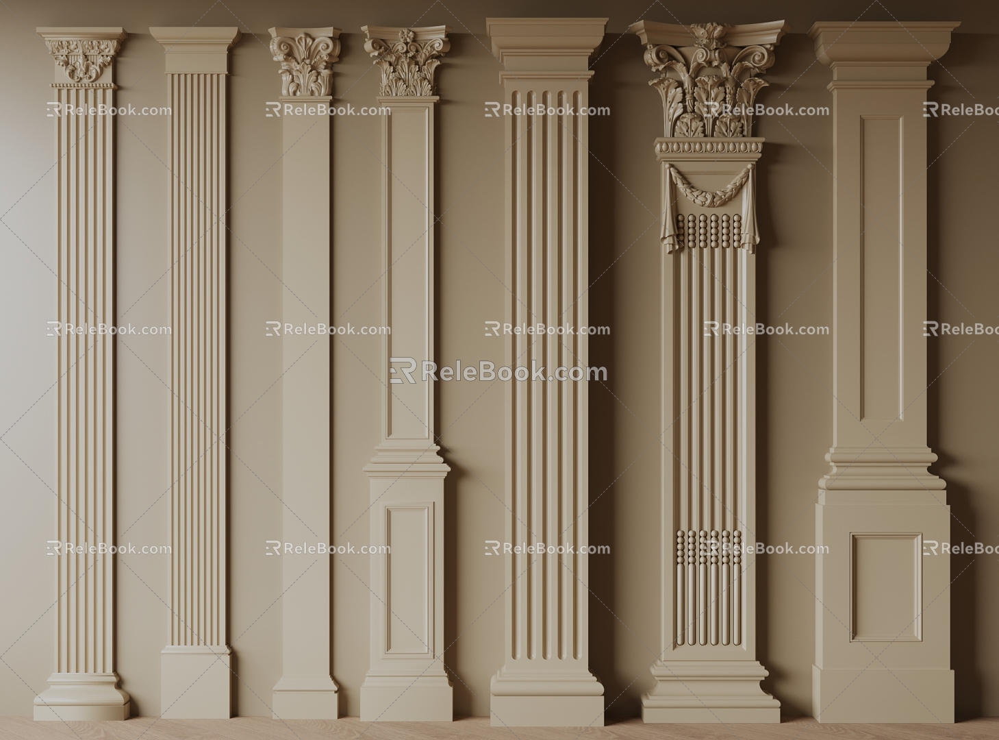 Roman column pilasters 3d model