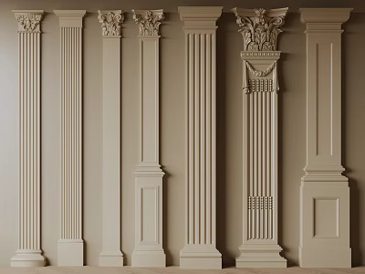 Various Styles Of Roman Columns On 3d model